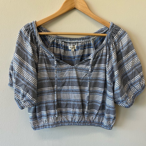 Madewell Jacquard Keyhole stripped crop top - Picture 2 of 9
